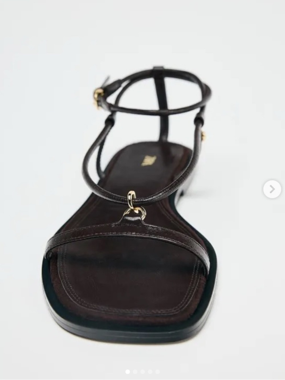 Dark brown leather strappy flat sandals - Picture 2 of 7